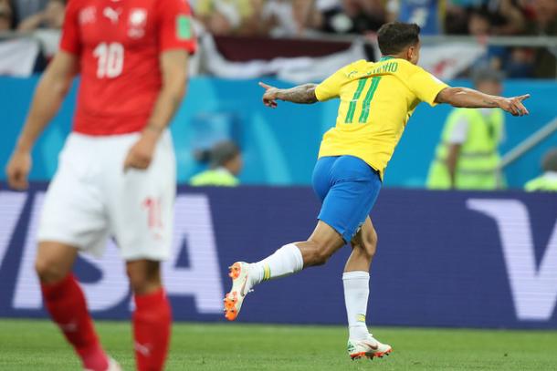 Coutinho tras marcar el tanto del 1-0 | Foto: Federación brasileña