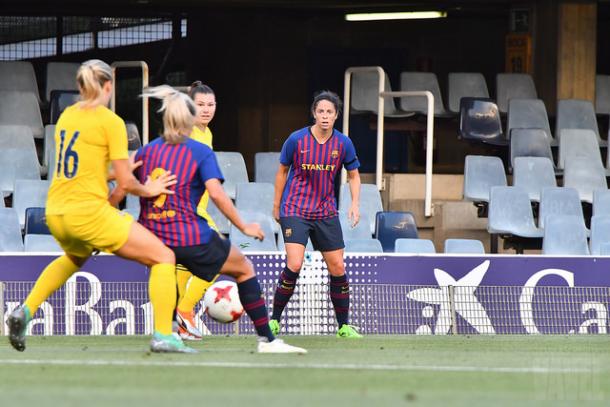 Marta Torrejón contra el Chelsea antes de su lesión. Foto: Tomás Rubia, VAVEL.com