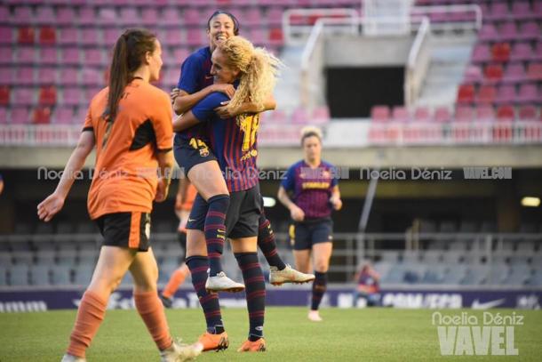 Aitana Bonmatí celebra uno de los goles del encuentro. FOTO:Noelia Deniz
