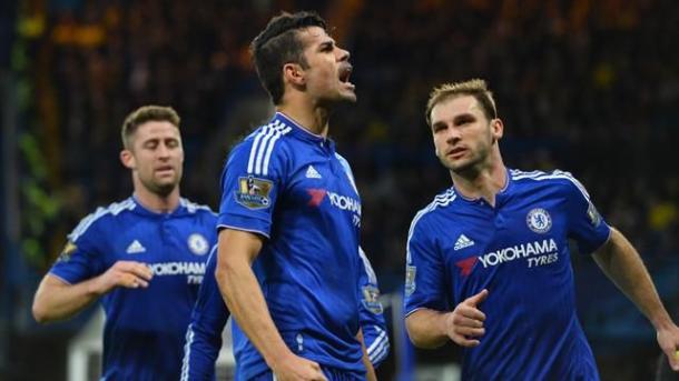 Costa celebrates one of his goals.