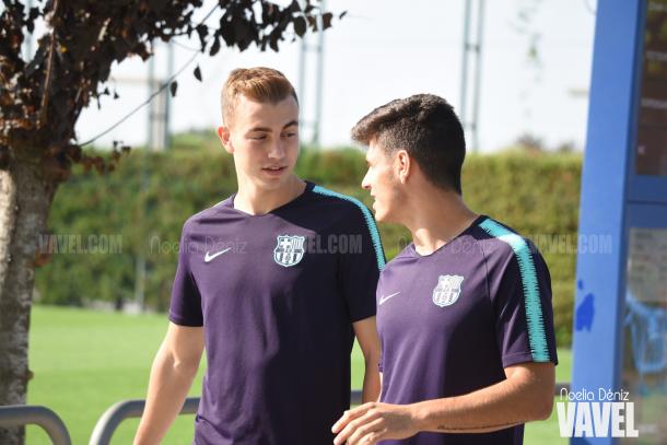 Ferran Sarsanedas y Oriol Busquets yendo al entrenamiento | Foto de Noelia Déniz, VAVEL
