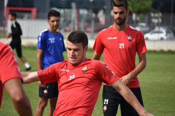 Adrià Guerrero en el entrenamiento de este lunes | Foto: CF Reus