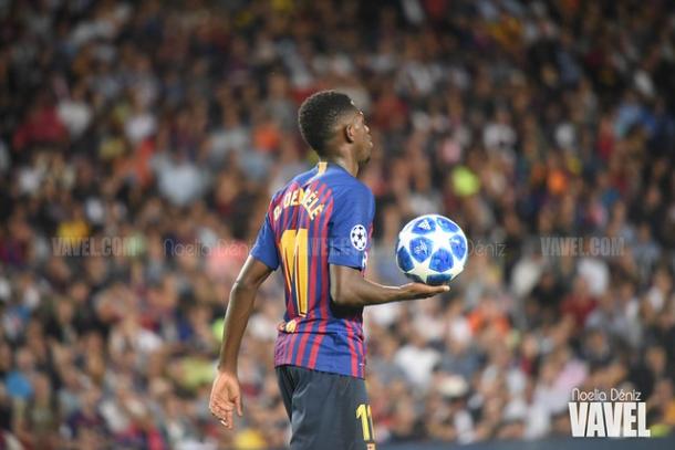 Dembélé en el debut en Champions ante el PSV | Foto: Noelia Déniz (VAVEL)