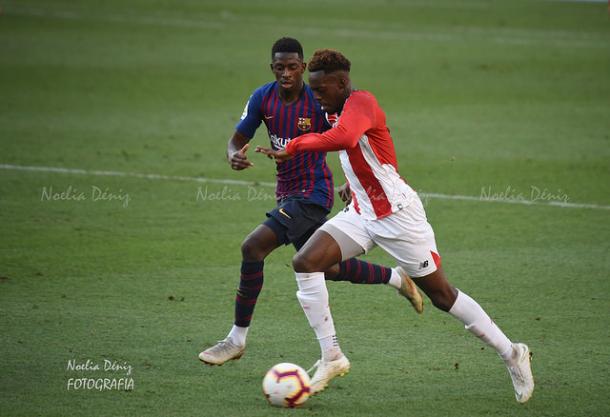 Dembélé y Iñaki Williams en el Barcelona - Athletic de la primera vuelta | Foto: Noelia Déniz (VAVEL)