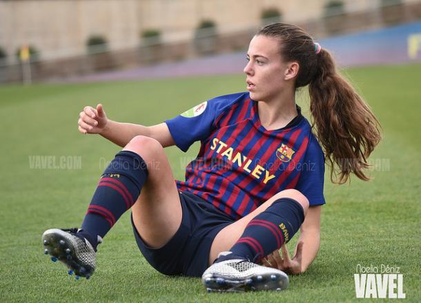 Candela Andújar ante el Logroño | Foto: Noelia Déniz (VAVEL)