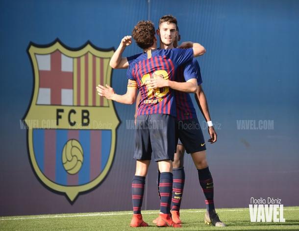 Jandro y Marqués celebrando un gol. FOTO: Noelia Déniz