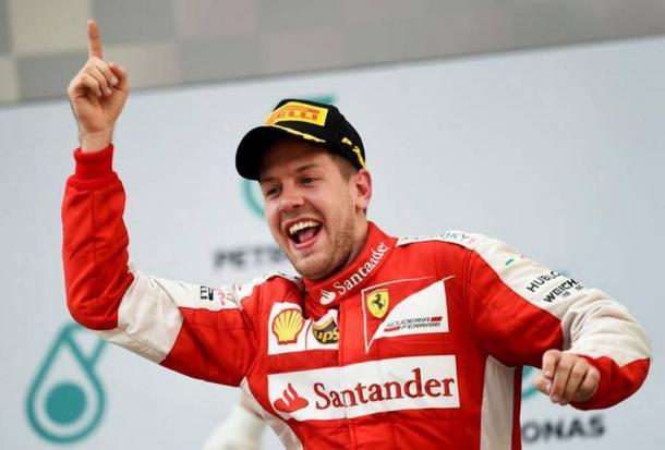Sebastian celebra su primer triunfo con Ferrari, en Malasia | Fuente: Getty Images