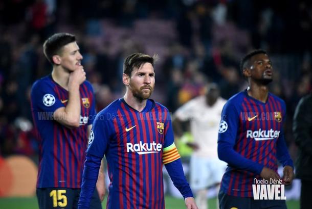 Lenglet, Messi y Semedo tras la victoria ante el United | Fuente: Noelia Déniz (VAVEL)