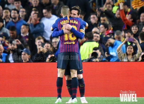 Alba y Messi celebrando un gol | Fuente: Noelia Déniz (VAVEL)