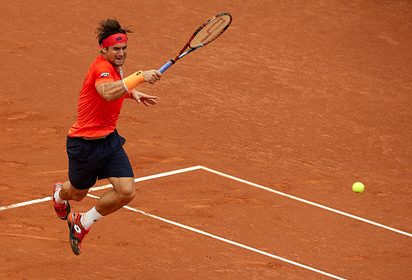 David Ferrer hits a forehand at the Barcelona Open Banc Sabadell/Getty Images