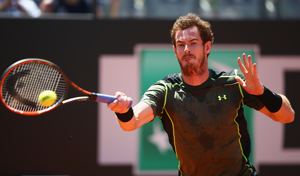 Andy Murray hits a forehand at the Internazionali BNL D'Italia in Rome/Getty Images