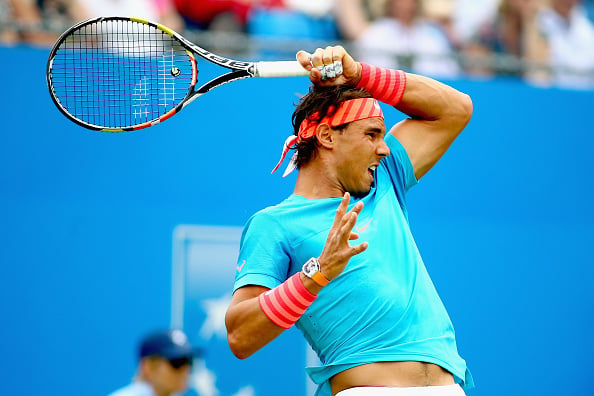 Rafael Nadal hits a forehand at the Aegon Championships at the Queen's Club/Getty Images