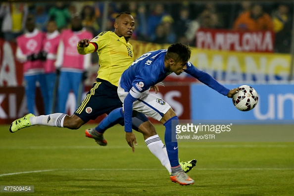 The full-back going toe-to-toe with Brazil's Neymar (Photo: Daniel Jayo/ STR/ Getty Images)