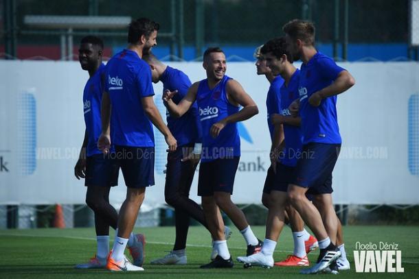 Jugadores del FC Barcelona durante un entrenamiento. FOTO: Noelia Déniz