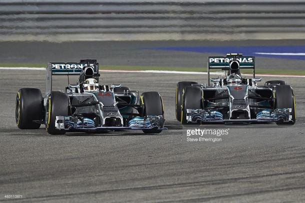 Hamilton (L) and Rosberg (R) thrilled in 2014. | Photo: Getty Images/Steve Etherington