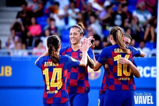 Aitana, Jenni Hermoso y Graham en la goleada ante el Tacón (9-1) | Foto: Noelia Déniz (VAVEL)