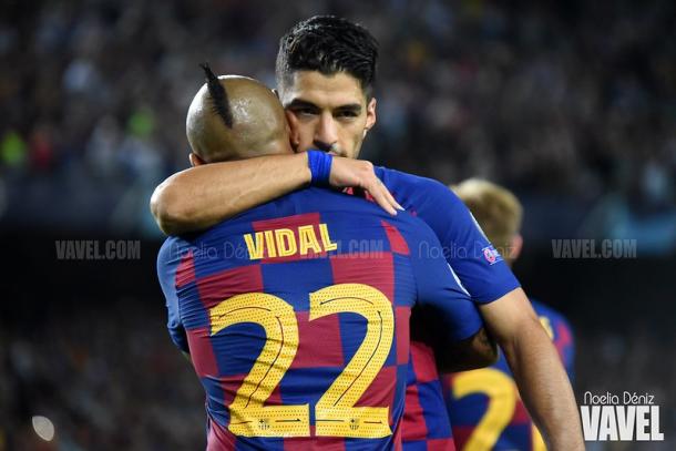Suárez y Vidal anotaron dos goles ante el Sevilla | Foto: Noelia Déniz (VAVEL)
