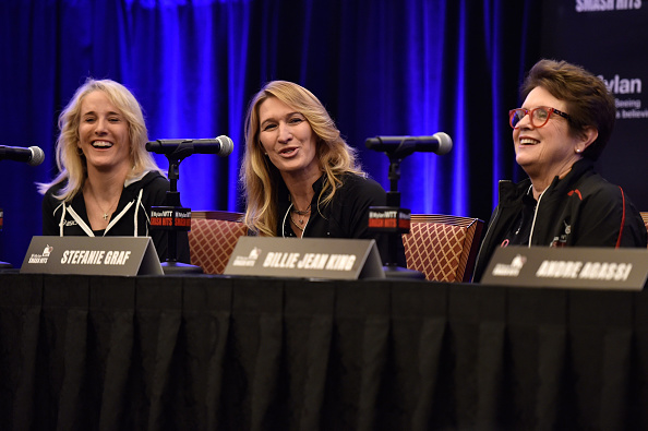 Graf (middle) at a charity event last year with former colleagues Tracy Austin (left) and Billie Jean King (right), Photo credit: David Becker/Getty Images.