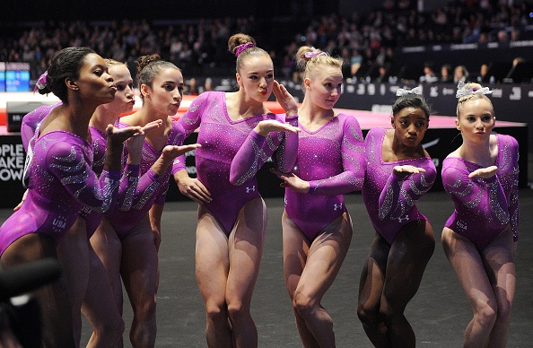 The U.S. Women's Gymnastics Team at the World Artistic Gymnastics Championships in Glasgow/Getty Images