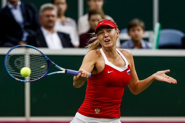 Sharapova competes for the Russian Fed Cup against the Czech Republic in 2015. Credit: Matej Divizna/Getty Images