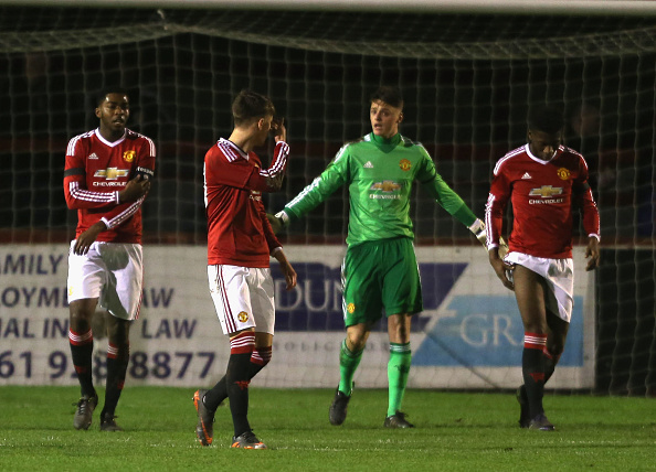 Manchester United's u18 look disheartened as they lose 5-1 to Chelsea in the FA Youth Cup | Photo: John Peters/Manchester United