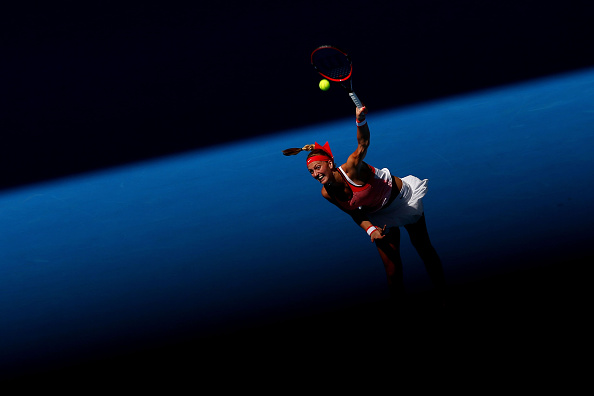 Kvitova in her opening match at the 2016 Australian Open. Photo credit: Cameron Spencer.