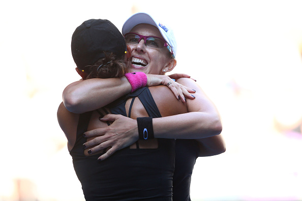 The Rodionova sisters embrace following their third round win (Photo: Getty Images)
