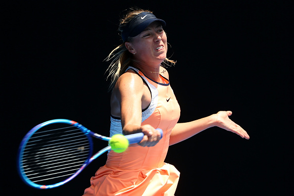 Maria Sharapova hits a forehand at the Australian Open in Melbourne/Getty Images