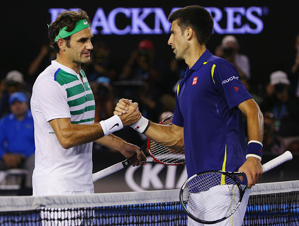 Roger Federer and Novak Djokovic at the Australian Open earlier this year (Photo: Michael Dodge/Getty Images)