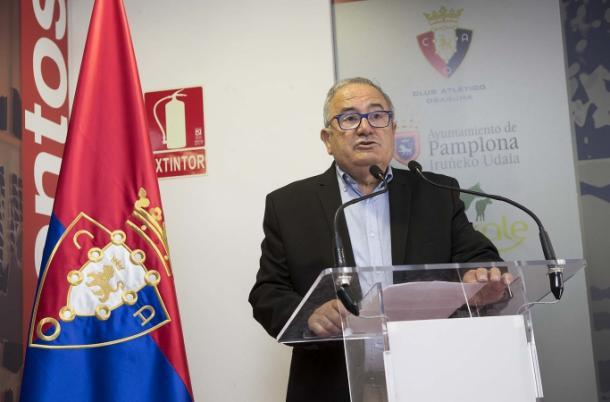 Luis Sabalza, presidente de Osasuna presentando los actos del 50 aniversario. Foto: osasuna.es