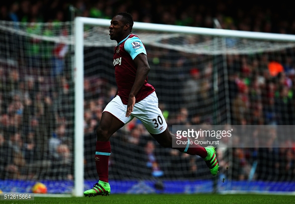 Above: Michail Antonio celebrating his goal in West Ham's 1-0 win over Sunderland last season | Photo: Getty Images 