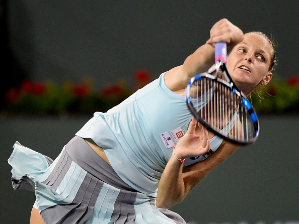 Pliskova using her serves to great effect in the second set | Photo courtesy of: Harry How/Getty Images