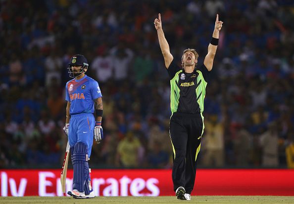 Shane Watson struck twice in quick succession for Aussies (photo:getty)