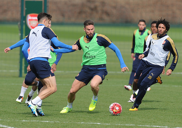 Arsenal in training before Saturday's game against Watford. Photo: Getty Images