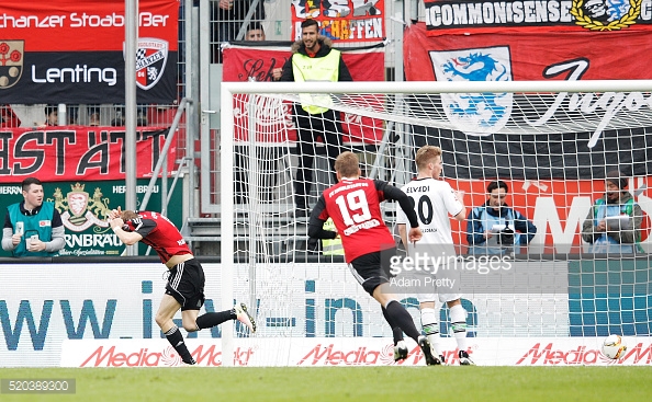 Hartmann celebrates his later winner against the Foals in April. | Photo: Adam Pretty / Getty Images