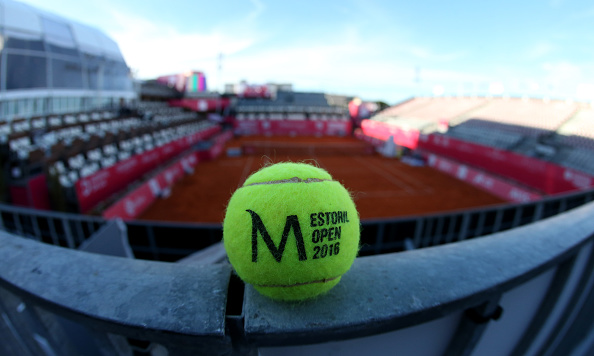 ESTORIL, PORTUGAL - APRIL 23: Ball in center court at the end of day 1 of competition at Millennium Estoril Open at Clube de Tenis do Estoril on April 23, 2016 in Estoril, Portugal. (Photo by Gualter Fatia/Getty Images)