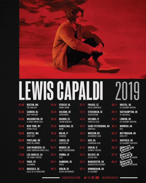 Cartel Oficial del Tour de Lewis Capaldi 2019