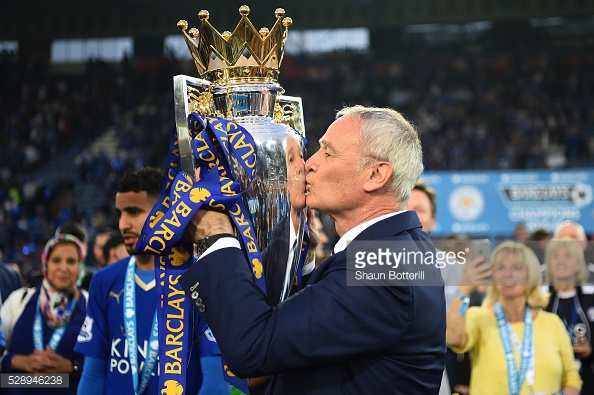 Above: Claudio Ranieri celebrating Leicester City's Premier League win last season | Photo: Getty Images 