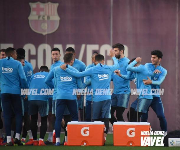 Los jugadores del Barça, en un entrenamiento. FOTO: Noelia Déniz
