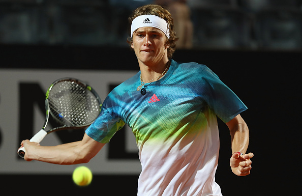 Zverev gears up to rip a forehand in his opening round victory over Dimitrov. Credit: Matthew Lewis/Getty Images