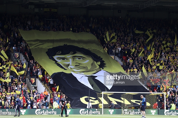 Watford fans with a Gino Pozzo banner (Photo: Bryn Lennon/ Getty Images)