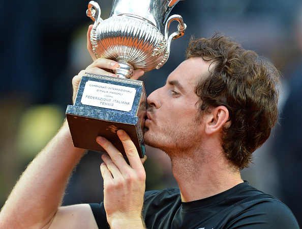 Andy Murray kisses the trophy after the Internazionali BNL d'Italia final in Rome/Getty Images