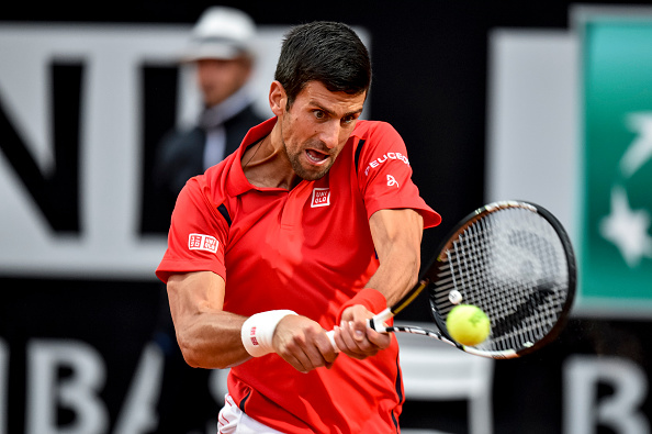 Novak Djokovic hits a backhand at the Internazionali BNL d'Italia in Rome/Getty Images