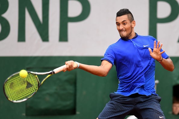 Nick Kyrgios strikes a forehand at the French Open in Paris/Getty Images  