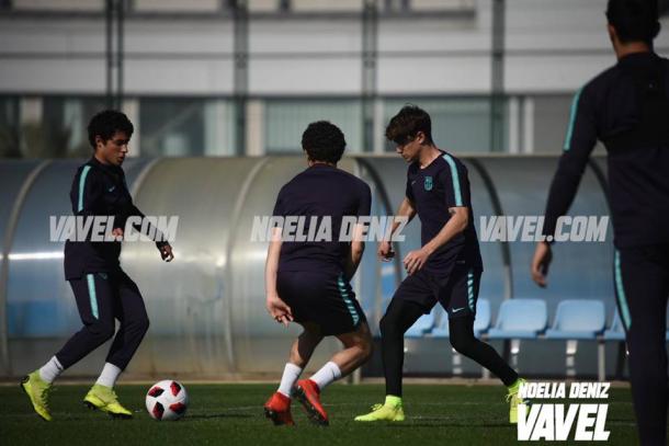 Los jugadores del Barça B preparan el duelo del sábado. FOTO: Noelia Déniz