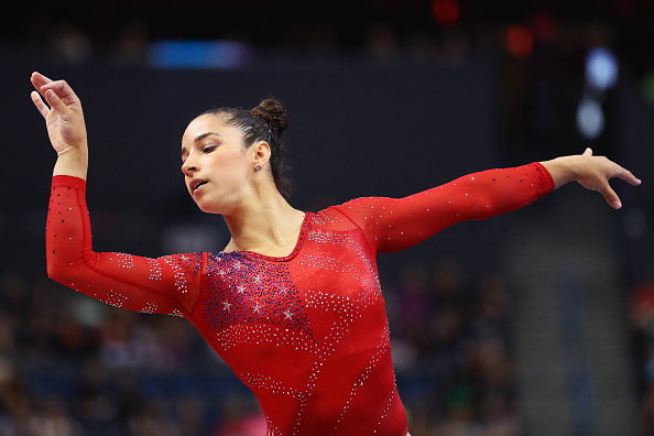 Aly Raisman on the floor exercise at the Secret US Classic in Hartford/Getty Images