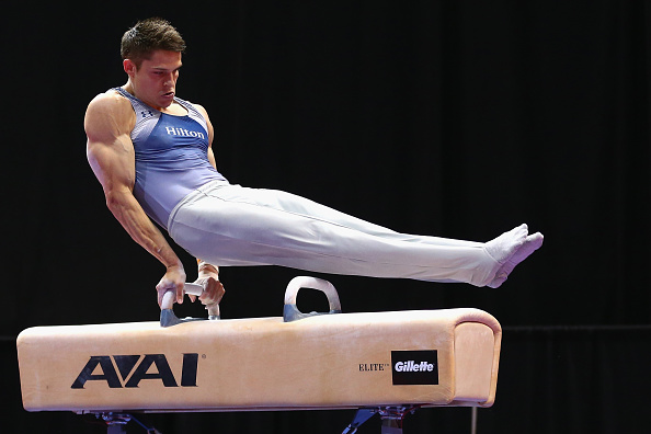 Chris Brooks on pommel horse at the P&G Gymnastics Championships in Hartford/Getty Images