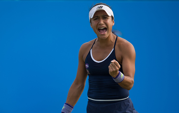 Heather Watson in action during her match against Magdalena Rybarikova at the WTA Aegon Open. (Photo by Jon Buckle/Getty Images for LTA)