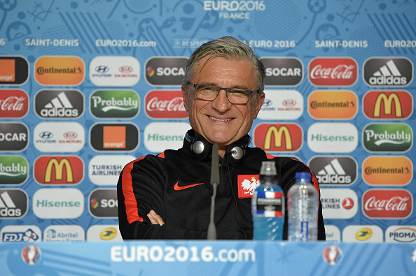 Adam Nawałka was all smiles on Wednesday afternoon. (Photo: Handout/UEFA via Getty Images)