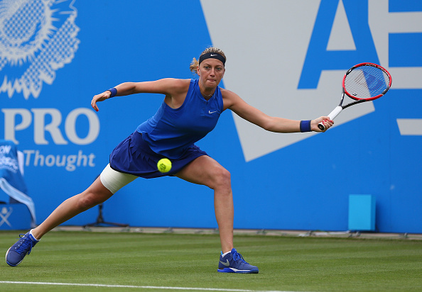 Kvitova reaches out for a forehand at the Aegon Classic Birmingham last week. Photo credit: Steve Bardens/Getty Images.